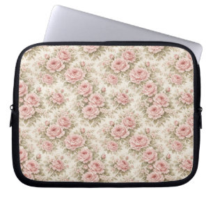 Capa Para Notebook Padrão Floral Sem Costura Rosa Vintage Elegante