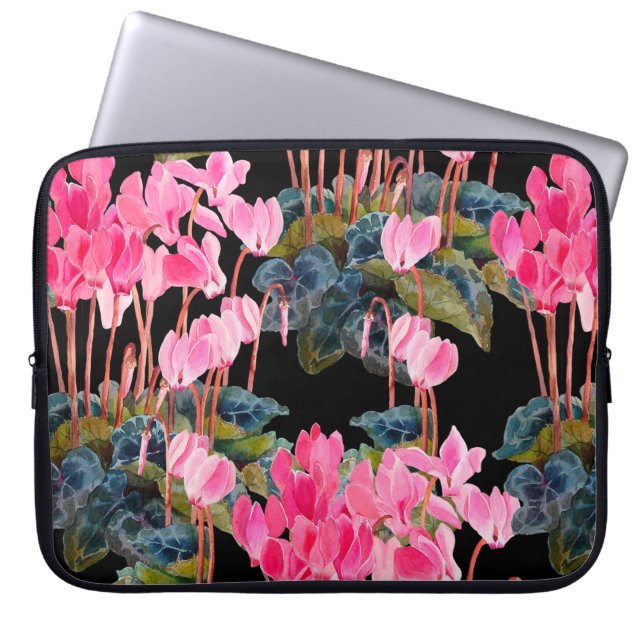 Capa Para Notebook Padrão floral sem soldadura. Ciclamon rosa isolado (Frente)