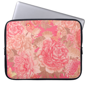 Capa Para Notebook Padrão floral sem soldadura. Pia rosa-rosa-flores