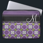 Capa Para Notebook Padrão Floral Trendy - Orquídea e Verde limão<br><div class="desc">Adicione seu nome ou monograma a esta ilustração escondido com flores e círculos gráficos.</div>