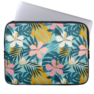Capa Para Notebook Padrão Floral Tropical de Hibiscus