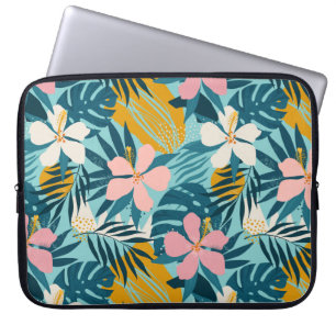 Capa Para Notebook Padrão Floral Tropical de Hibiscus