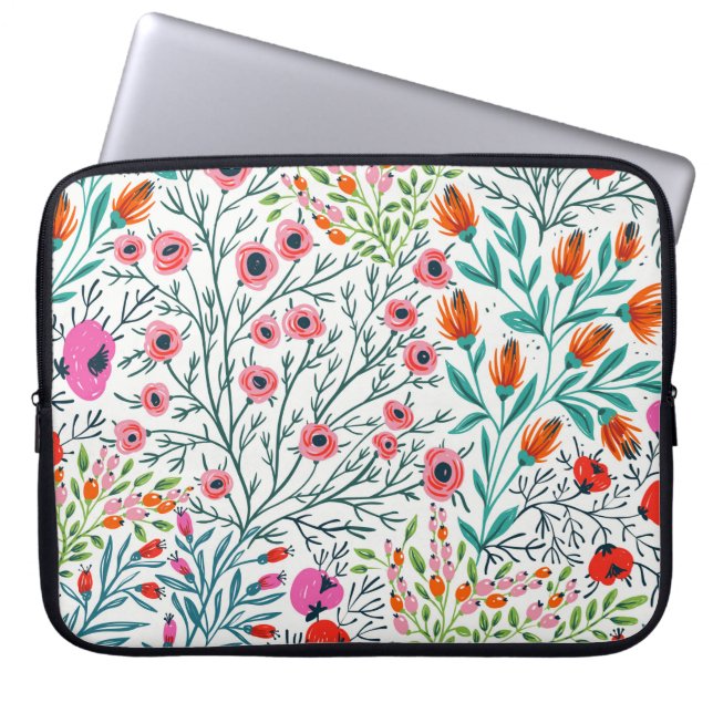 Capa Para Notebook padrão floral uniforme com floral de Verão, (Frente)
