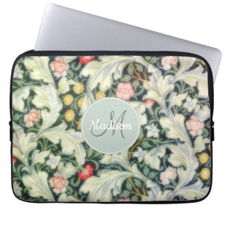 Capa Para Notebook Padrão Floral Verde Vintage com Monograma
