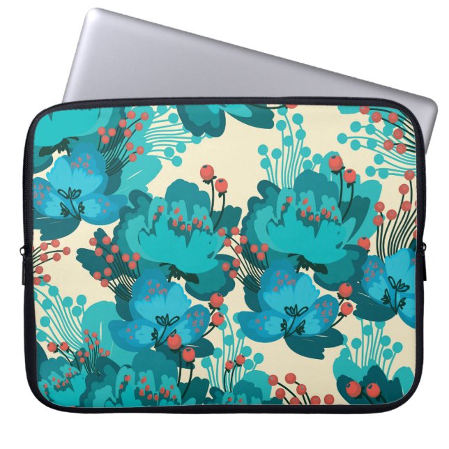 Capa Para Notebook Padrão floral vítreo, flores delicadas. (Frente)