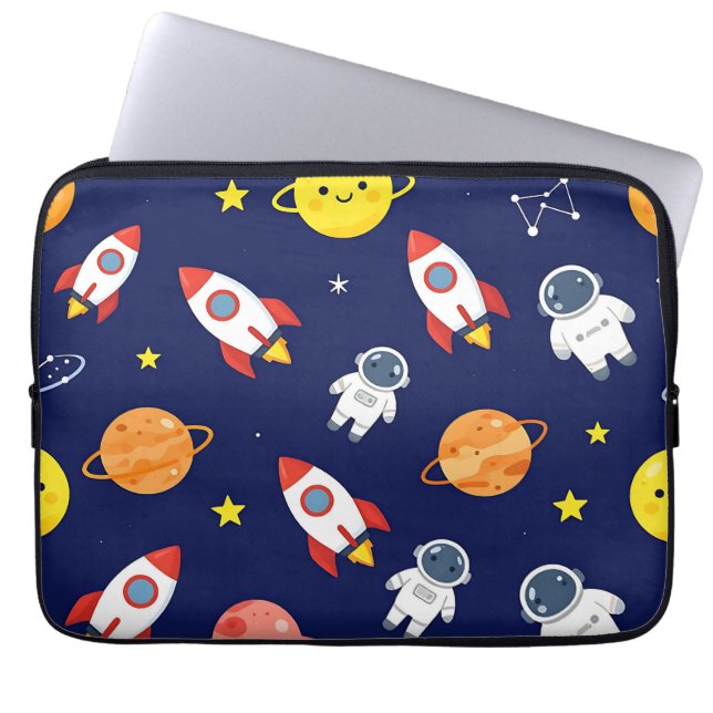 Capa Para Notebook Padrão Fofo de Explorador Espacial Infantil (Frente)