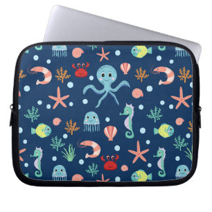 Capa Para Notebook Padrão Fofo de Vida Marinha do Oceano