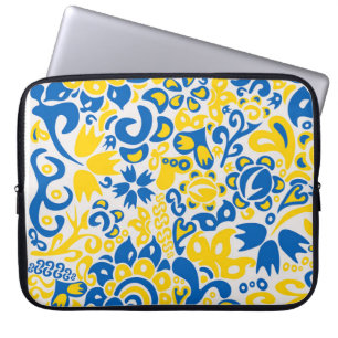 Capa Para Notebook Padrão Folclore com cores de bandeira ucraniana