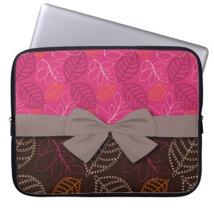 Capa Para Notebook padrão folhagem desbotado rosa quente marrom