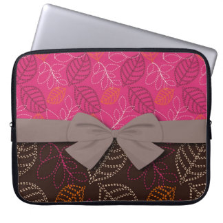 Capa Para Notebook padrão folhagem desbotado rosa quente marrom