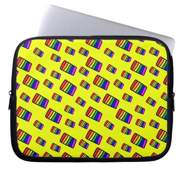 Capa Para Notebook Padrão Funky Neon Rainbow Block (Frente)