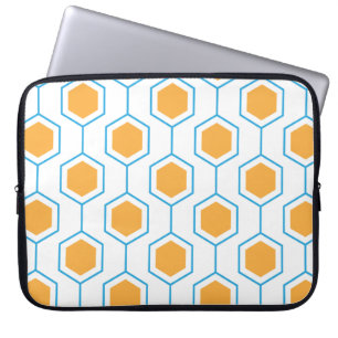 Capa Para Notebook Padrão geométrico abstrato de hexágono em azul lar