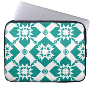 Capa Para Notebook Padrão Geométrico Abstrato em Branco e Verde