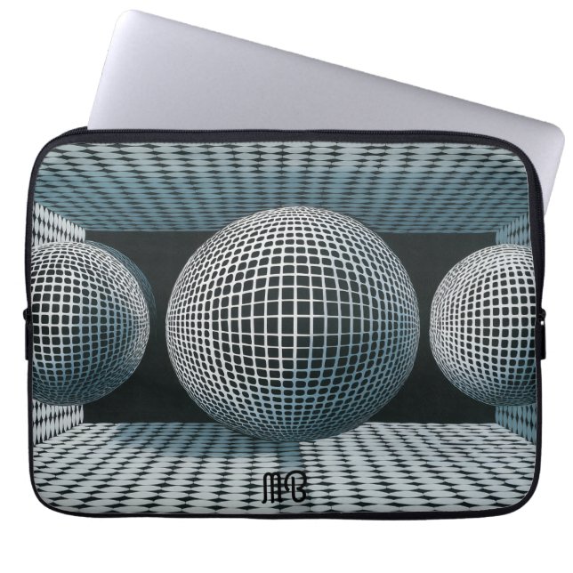 Capa Para Notebook Padrão Geométrico Abstrato Moderno Preto Branco 13 (Frente)