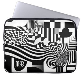 Capa Para Notebook Padrão Geométrico Abstrato Moderno Preto Branco 33