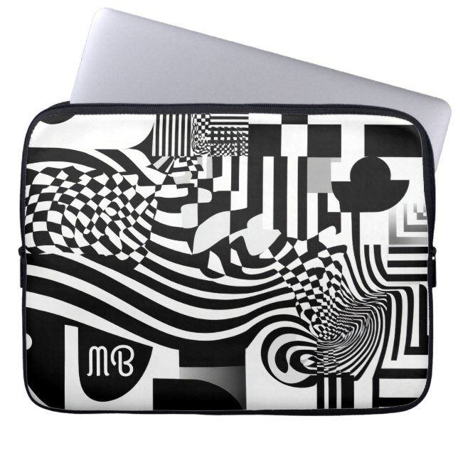 Capa Para Notebook Padrão Geométrico Abstrato Moderno Preto Branco 33 (Frente)