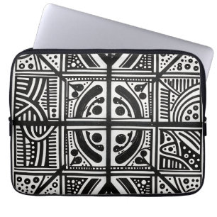 Capa Para Notebook Padrão Geométrico Abstrato Preto Branco
