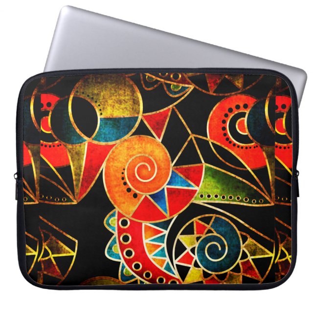 Capa Para Notebook Padrão geométrico abstrato tribal de origem brilha (Frente)