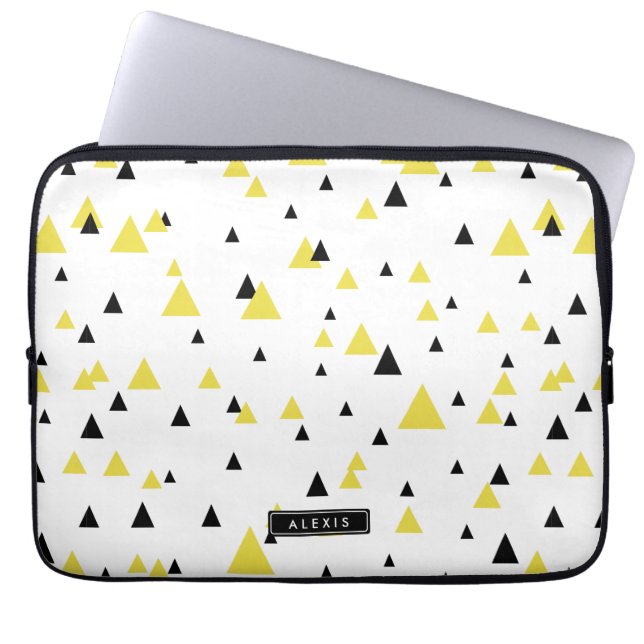 Capa Para Notebook Padrão Geométrico Amarelo e Preto Personalizado (Frente)