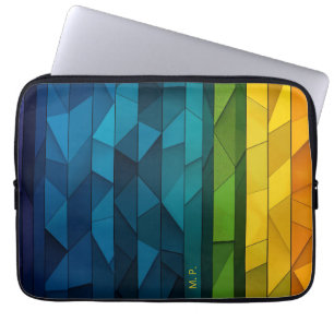 Capa Para Notebook Padrão Geométrico Azul e Teal Personalizado