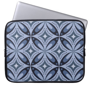 Capa Para Notebook Padrão Geométrico Azul Estilo Retro