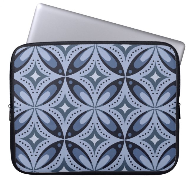 Capa Para Notebook Padrão Geométrico Azul Estilo Retro (Frente)