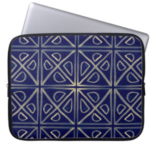 Capa Para Notebook Padrão Geométrico Azul Tribal Invisível. Ha Stripe