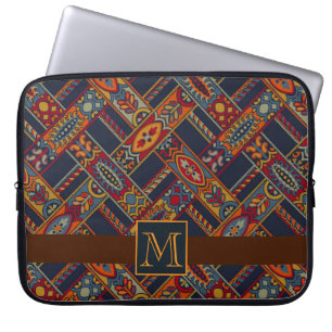 Capa Para Notebook Padrão Geométrico Colorido Divertido com Monograma