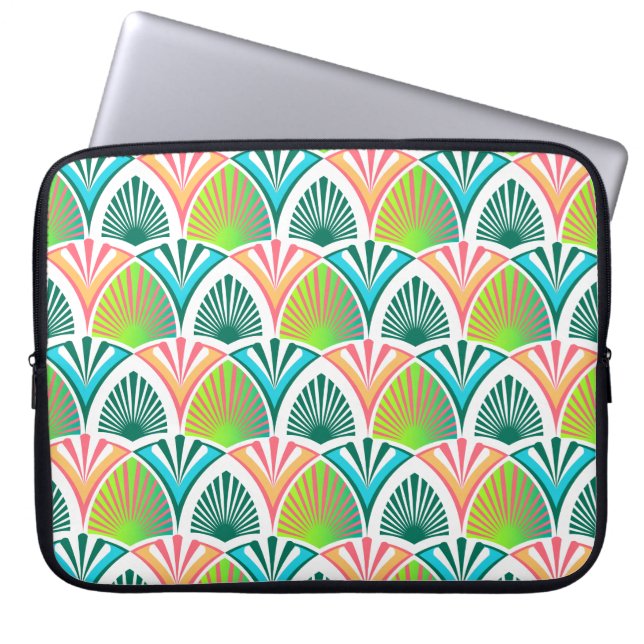 Capa Para Notebook Padrão geométrico com palmeiras e flores (Frente)