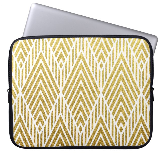 Capa Para Notebook Padrão geométrico de dourado com brilho sem costur (Frente)