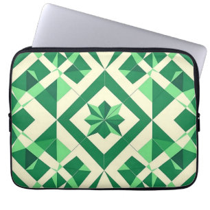 Capa Para Notebook Padrão Geométrico de Estrela Verde Esmeralda