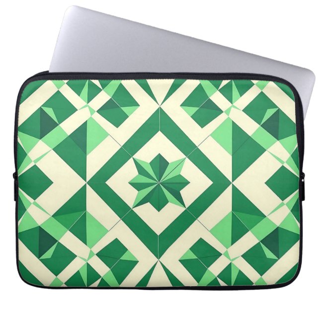 Capa Para Notebook Padrão Geométrico de Estrela Verde Esmeralda (Frente)