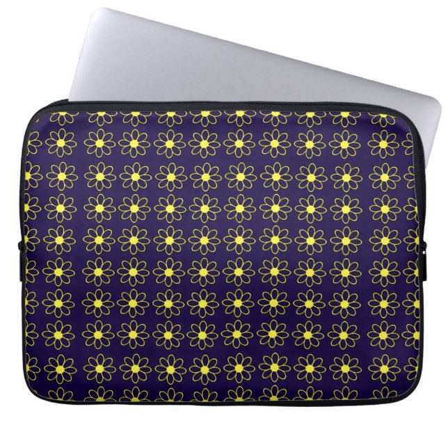 Capa Para Notebook Padrão Geométrico de Flores de Margarida Amarela (Frente)