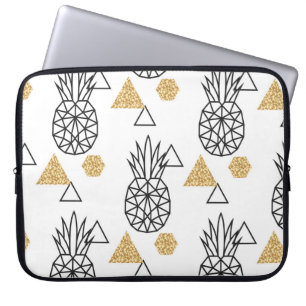 Capa Para Notebook Padrão Geométrico de Pontos Dourados do Abacaxi.