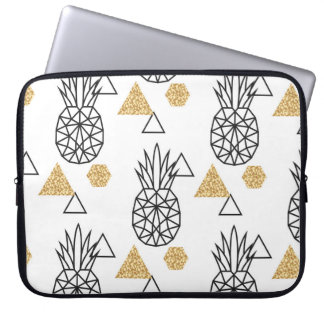 Capa Para Notebook Padrão Geométrico de Pontos Dourados do Abacaxi.