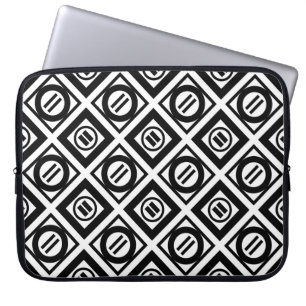 Capa Para Notebook Padrão Geométrico de Sinal Negro Igual em Branco