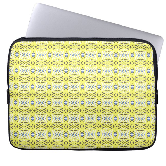 Capa Para Notebook Padrão Geométrico do Deco da Cinza Azul Amarelo (Frente)