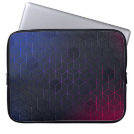 Capa Para Notebook Padrão Geométrico Elegante Preto-Azul-Vermelho