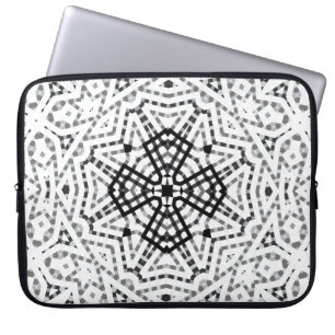 Capa Para Notebook Padrão geométrico Elsa, branco e preto, da abertur