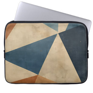 Capa Para Notebook Padrão Geométrico em Azuis, Bege e Ferrugem