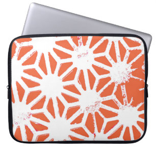 Capa Para Notebook Padrão geométrico em laranja e branco