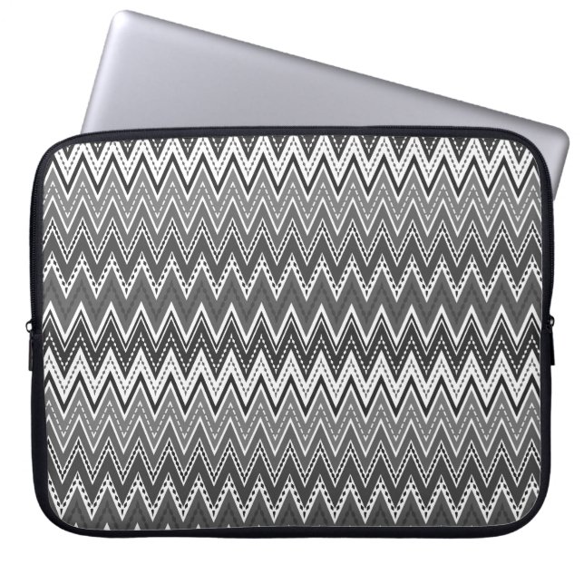 Capa Para Notebook Padrão geométrico em preto e branco (Frente)