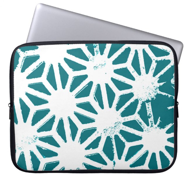 Capa Para Notebook Padrão geométrico em teares e brancos (Frente)