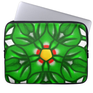 Capa Para Notebook Padrão Geométrico Floral Verde