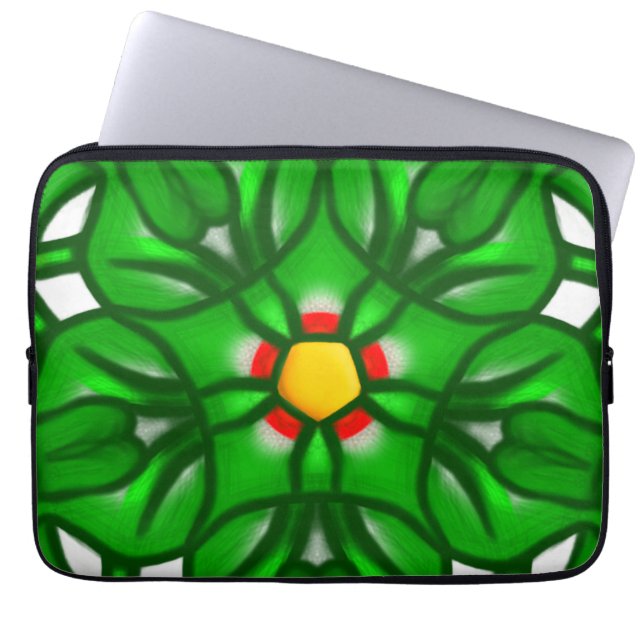 Capa Para Notebook Padrão Geométrico Floral Verde (Frente)
