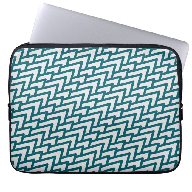 Capa Para Notebook Padrão Geométrico Moderno em Azul Turquesa Escuro  (Frente)