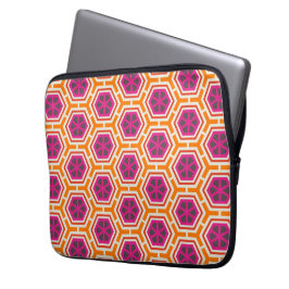 Capa Para Notebook Padrão Geométrico Moderno Rosa e Laranja Retro