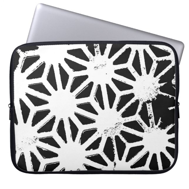 Capa Para Notebook Padrão geométrico preto e branco (Frente)