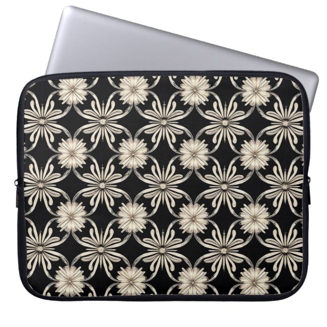 Capa Para Notebook Padrão geométrico preto e branco (Frente)