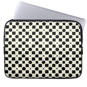 Capa Para Notebook Padrão Geométrico Preto e Branco com Círculos